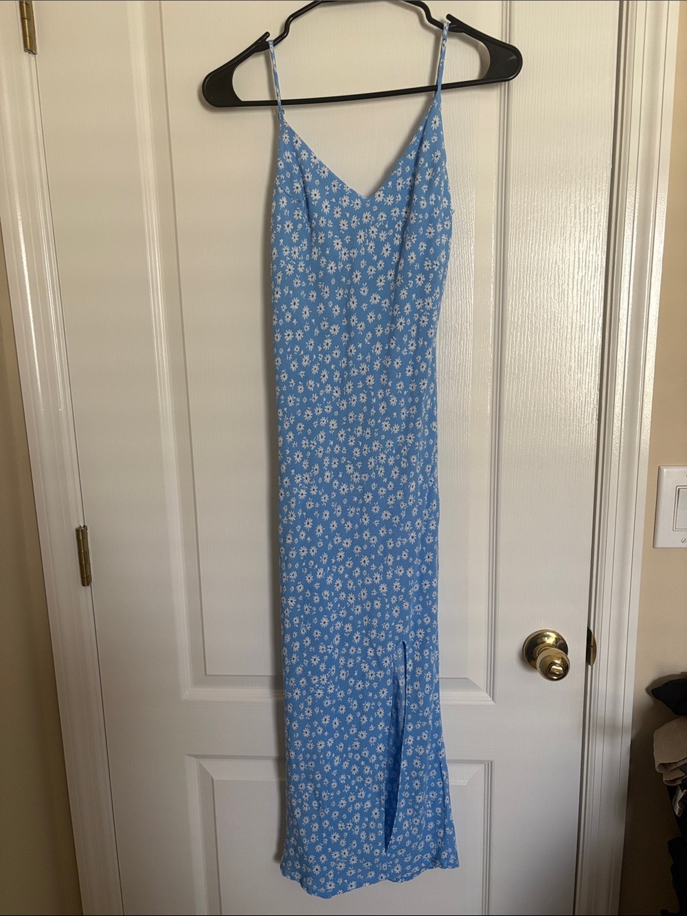 Buckle The Workshop Blue Floral Maxi Slip Dress with Spaghetti Straps